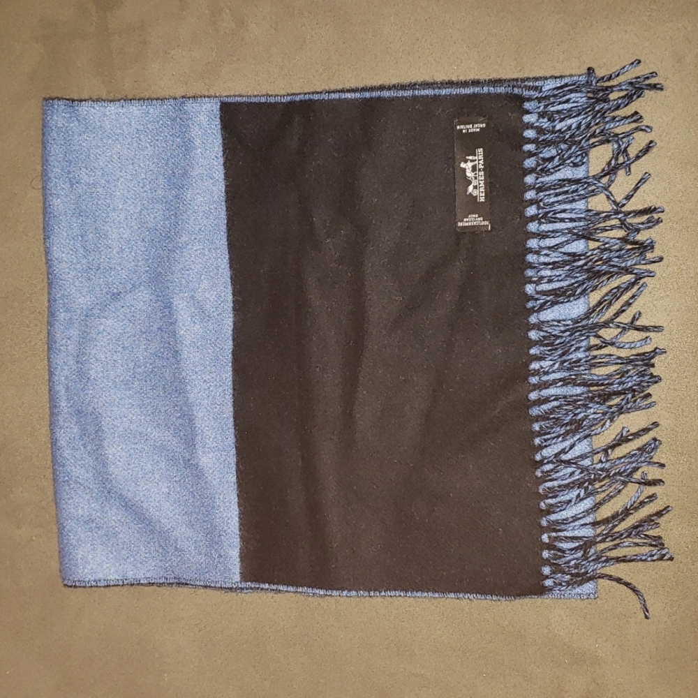 Hermes Colorblock Blue and Black Scarf